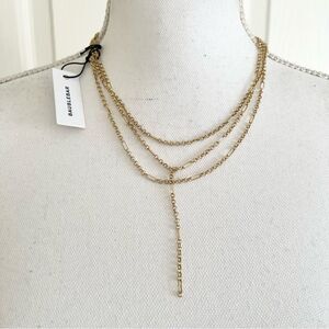 Baublebar Lariat 3 layer Gold Tone Chain Necklace NEW MSRP $58